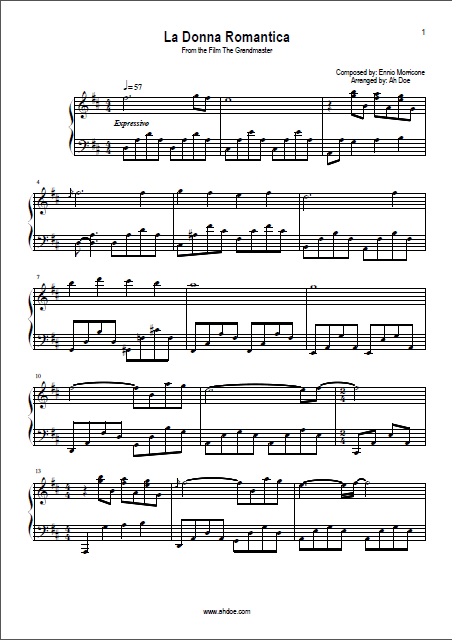 La Donna Romantica - The Grandmaster Piano Sheet Preview by Ah Doe